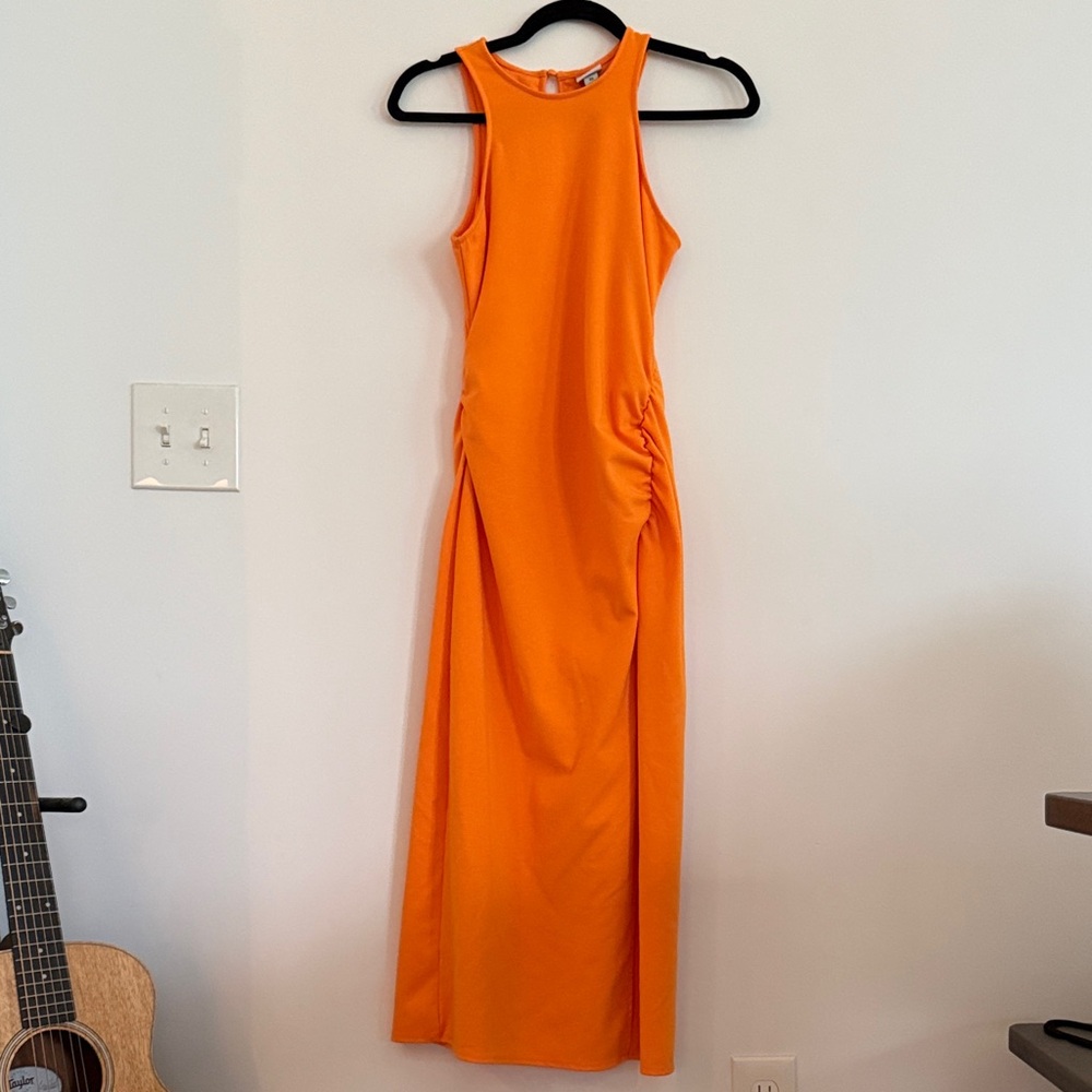 orange midi dress